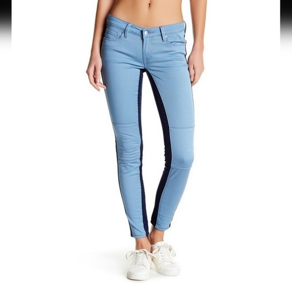 GENETIC DENIM Low Rise Blue Hyde Super Royal Two-tone Skinny - Picture 1 of 16